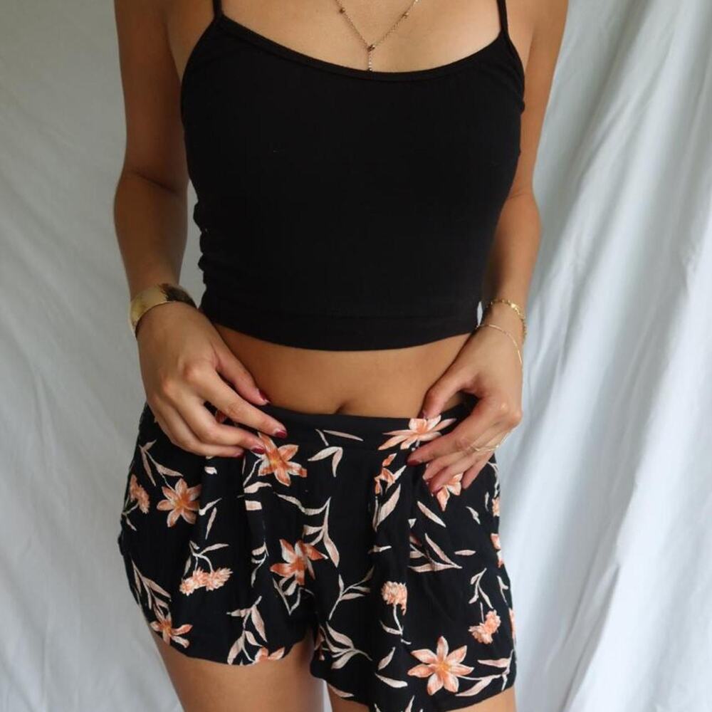 Billabong black floral print shorts